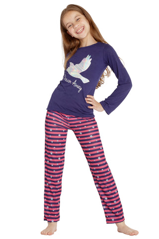 INTIMO Chloe and Olivia Kids Dream Away Pajamas, Purple, 6/6X