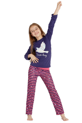 INTIMO Chloe and Olivia Kids Dream Away Pajamas, Purple, 7/8