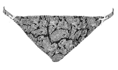 INTIMO Womens Classic Silk String Bikini (Black/Grey Paisley, Small)
