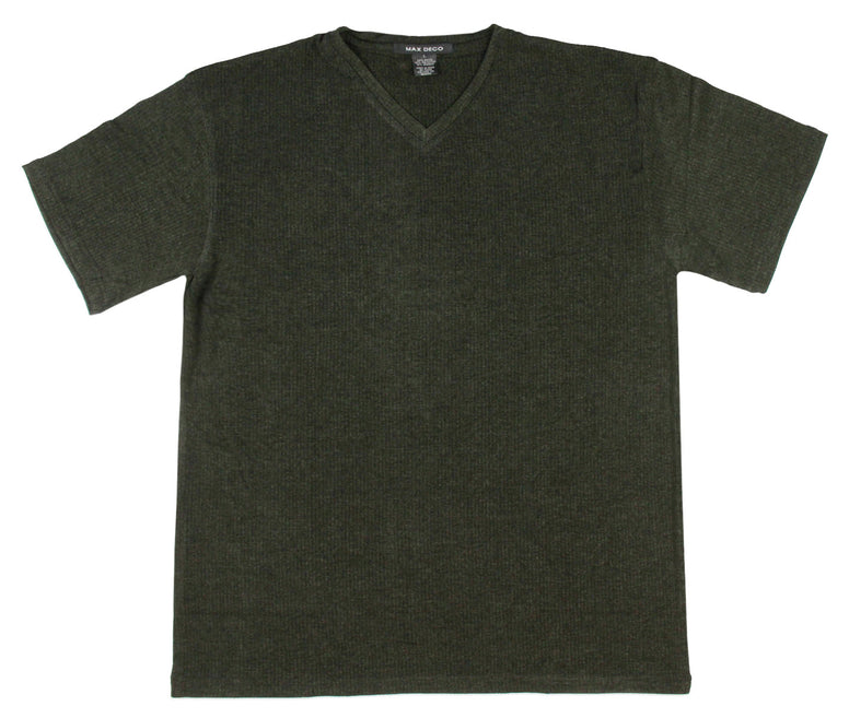 Intimo Men's Ribbed V-Neck Short Sleeve Shirt Top