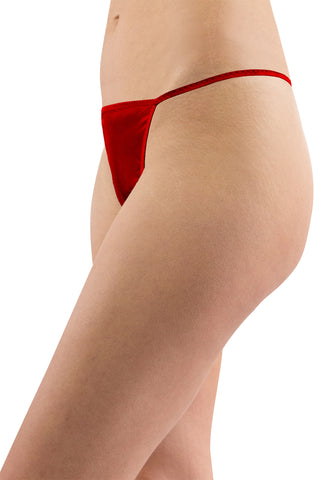 Intimo Womens Liquid Metallic Thong Panty, Red, Small