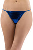 Intimo Womens Liquid Metallic Thong Panty, Metallic Blue, Small