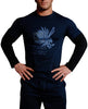 Intimo Mens Knit Pant With Double Layer Long Sleeve T-Shirt Set,Navy,Medium