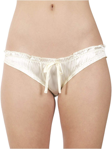 Intimo Women's Poly Charmeuse Ruffled Bikini Underwear With Bow