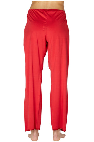 Womens Comfy Silk Knit Pants, Red, XX-Large