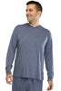 INTIMO Men's Knit Long Sleeve V-Neck Pajama Lounge Shirt (Denim Heather, Medium)