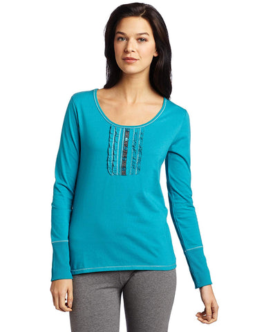 INTIMO Women's Soft Fleece Long Sleeve Adult T-Shirt Casual Loungewear