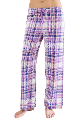 Intimo Womens Print Knit Pajama Pant, PURPLE PLAID, Medium
