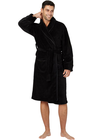 Intimo Alexander Julian Mens Super Soft Cozy Plush Robe with Satin Trim