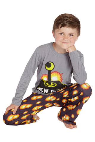 Boys Pew Pew Video Game Long Sleeve Pajama Set