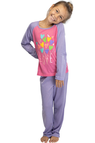 Chloe & Olivia Love Fashion Girls Pajama Set, Purple, 7/8