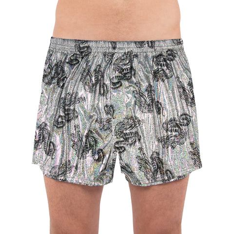 Metallic Dragon Boxer Short, silver, Medium