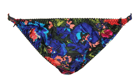 INTIMO Womens Classic Silk String Bikini (Multicolored Floral, Small)