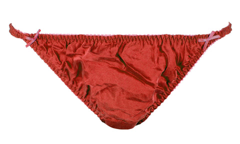 INTIMO Womens Classic Silk String Bikini (Red, Medium)