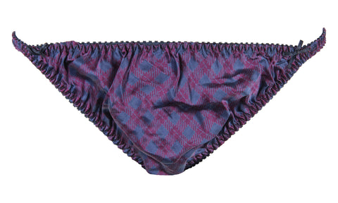 INTIMO Womens Classic Silk String Bikini (Plum/Navy Diamonds, Medium)