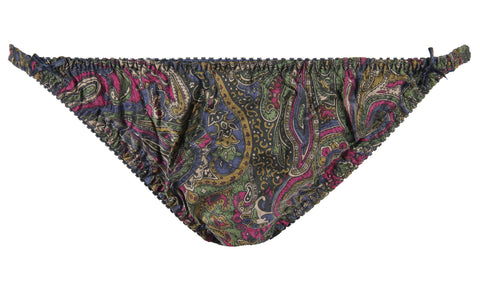 INTIMO Womens Classic Silk String Bikini (Multicolored Paisley, Medium)