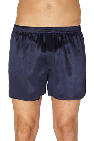 INTIMO Mens Classic Silk Boxers, Navy, S