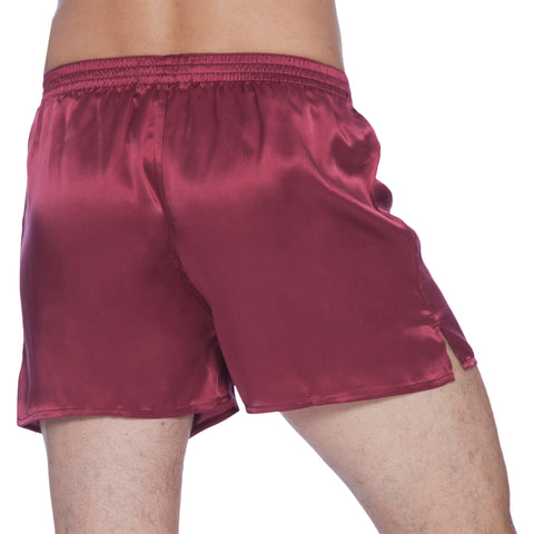 Intimo Mens Classic Silk Boxers, Burgundy Small