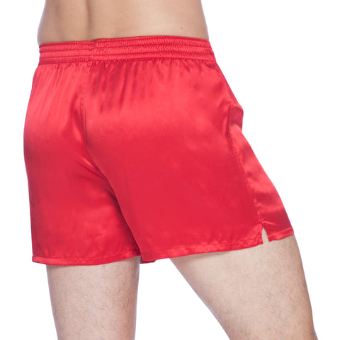 Intimo Mens Classic Silk Boxers, Red, Large
