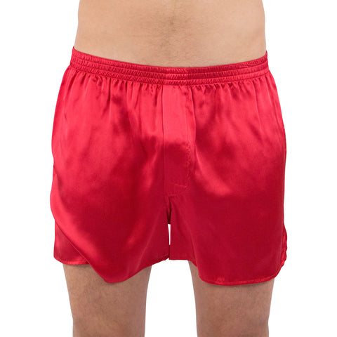 Intimo Mens Classic Silk Boxers, Red, Small
