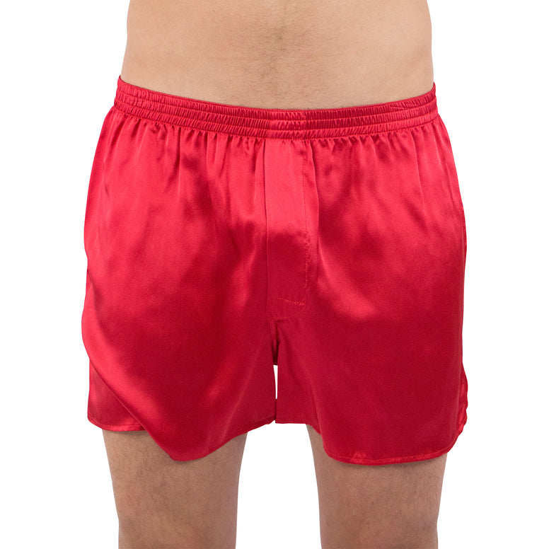 Intimo Mens Classic Silk Boxers, Red, Large