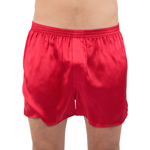 Intimo Mens Classic Silk Boxers, Red, Large