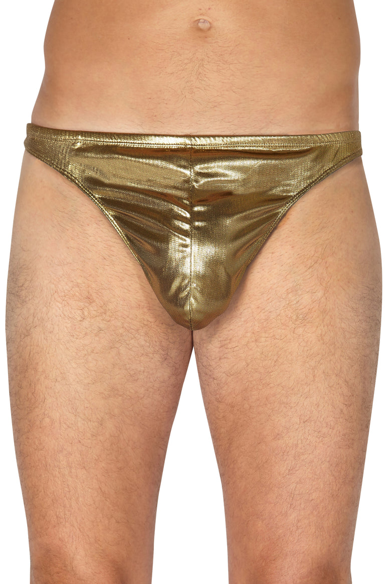 Intimo Mens Liquid Metallic Thong, Gold, Large