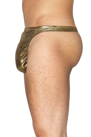Intimo Mens Liquid Metallic Thong, Gold, Large