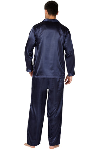 Intimo Classic Mens Satin Pajama, Blue, Large