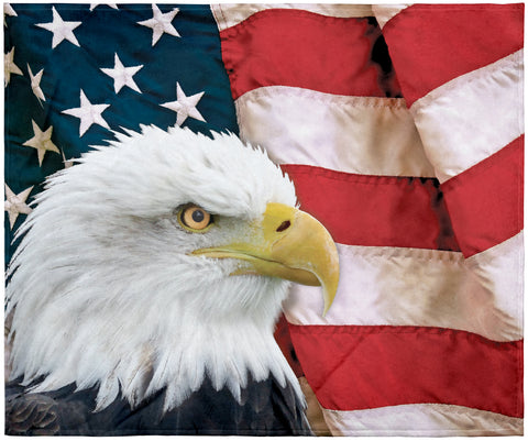 American Bald Eagle American Flag Patriotic Blanket Super Soft Silk Touch Plush Fleece Throw 50" X 60"
