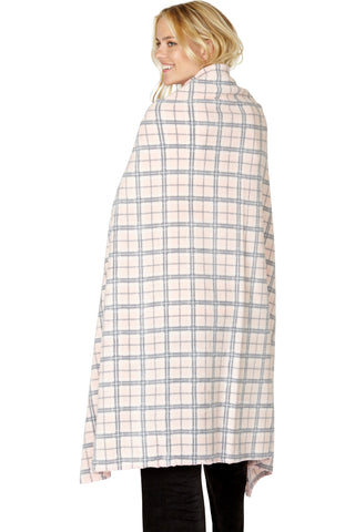 Intimo Pink Plaid Print Soft Fleece Throw Blanket 48" x 58" For Bed Couch Dorm Room Home Decor Living Room