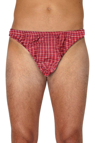 Mens Flannel Thong, Red, Small