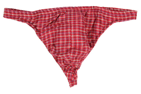 Mens Flannel Thong, Red, Small
