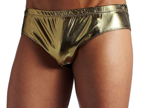 Intimo Men's Liquid Metallic Bikini Brief Underwear Gold Small
