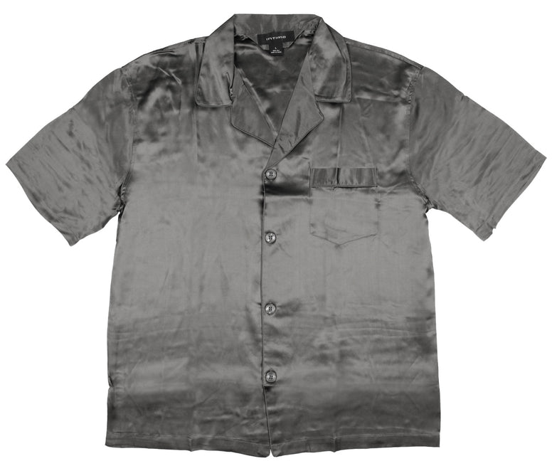 Intimo Mens Silk Button Up One Pocket Shirt