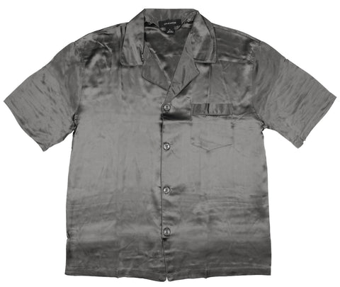 Intimo Mens Silk Button Up One Pocket Shirt Slate Grey Medium